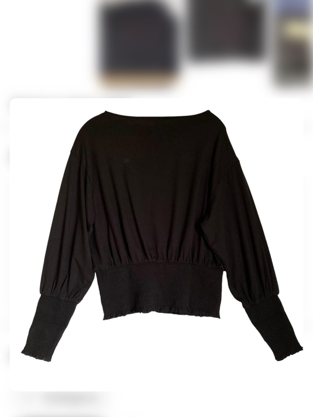 Madewell Black Long Sleeve Smocked-Hem Pullover